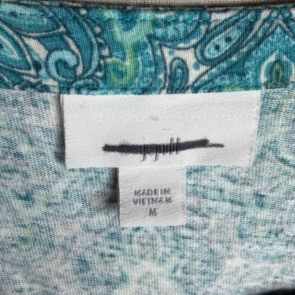 J. Jill Linen Blend Split Neck Tunic size Medium Dragonfly Blue - Picture 2 of 8